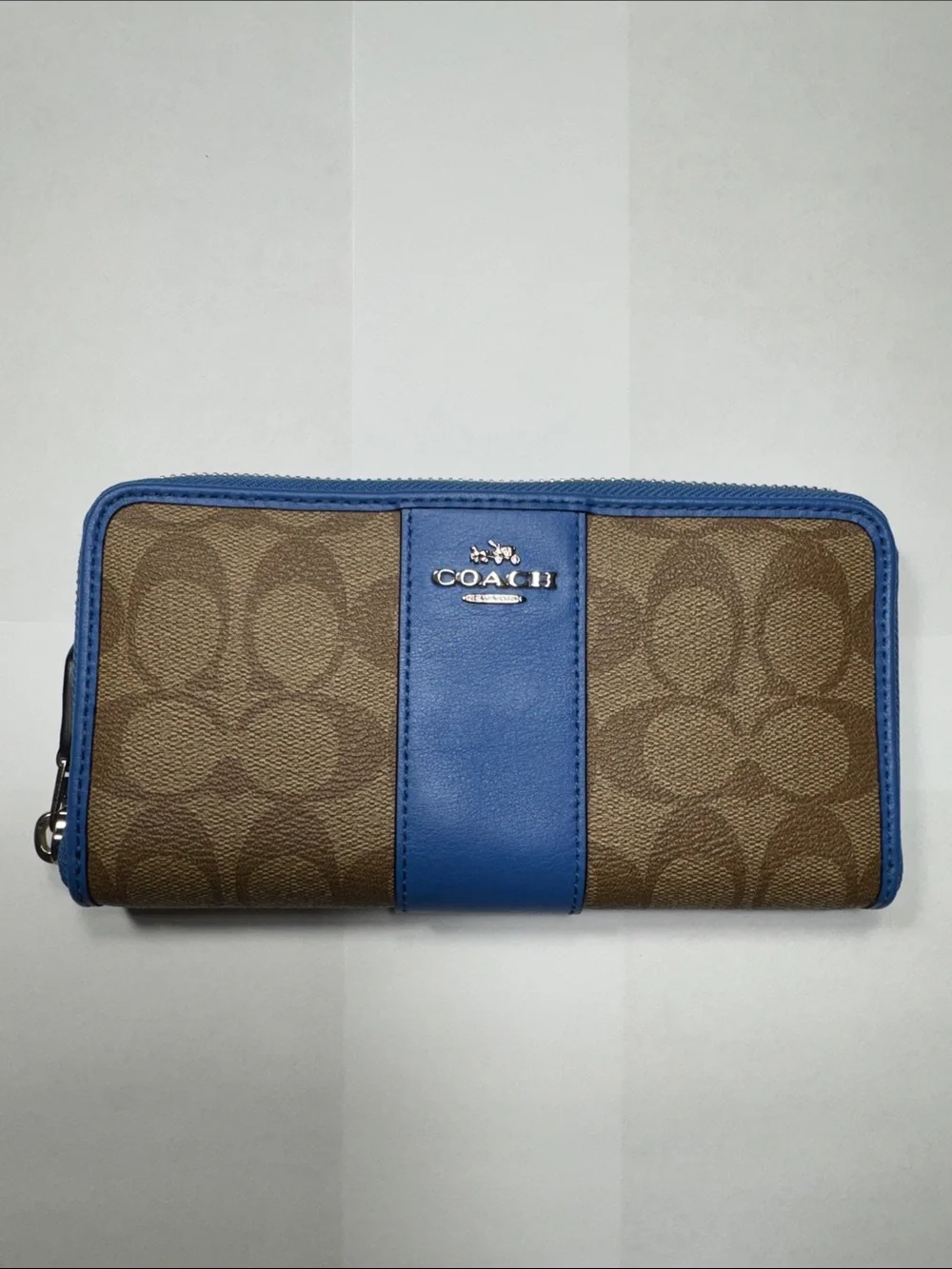 Coach Signature Stripe Accordion Zip Wallet